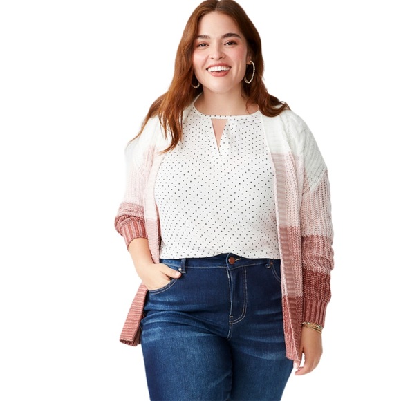 XL Cable Knit Colourblock Cardigan - Picture 3 of 12